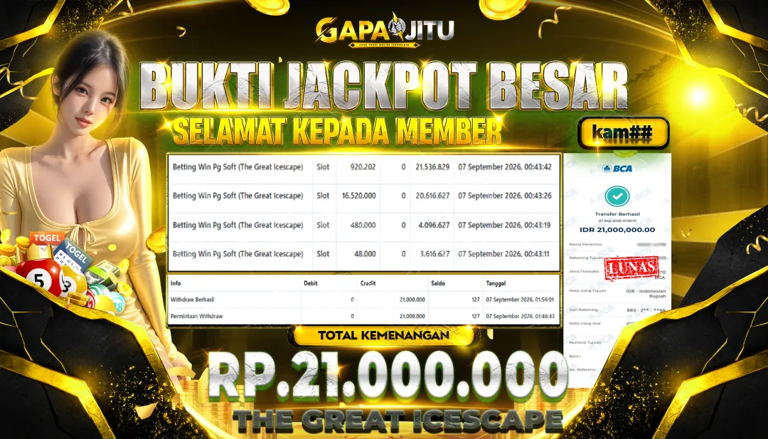 GAPAIJITU JACKPOT DI GAME The Great Icescape Rp.21.000.000.,- LUNAS