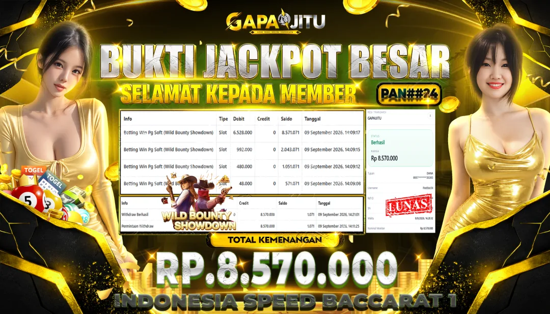 GAPAIJITU JACKPOT DI GAME Wild Bounty Showdown Rp.8.570.000.,- LUNAS
