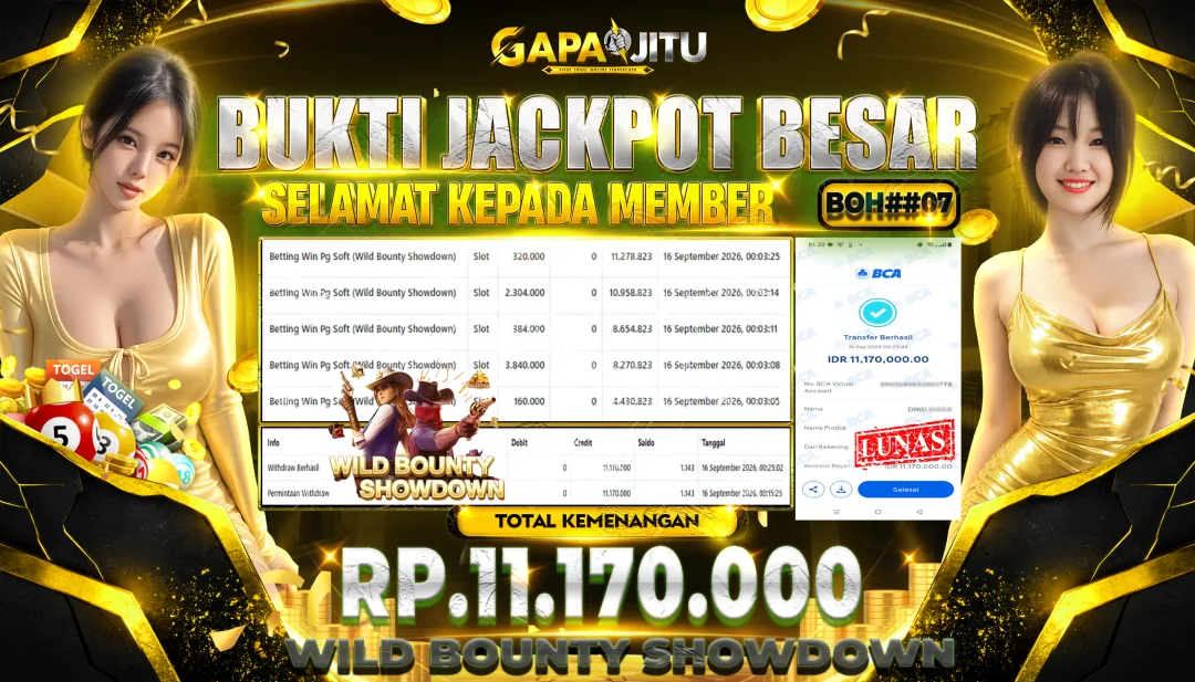 GAPAIJITU JACKPOT DI GAME Wild Bounty Showdown Rp.11.170.000.,- LUNAS