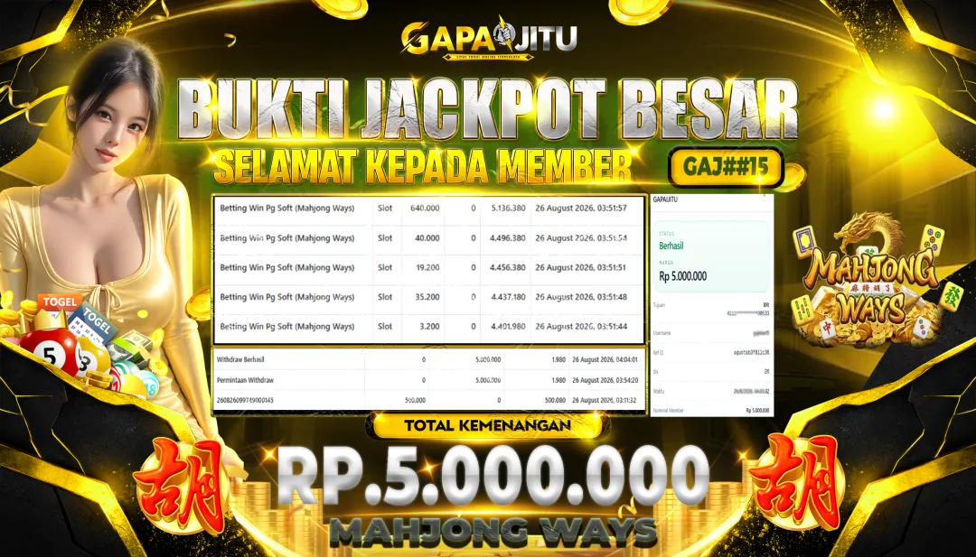 GAPAIJITU JACKPOT DI GAME Mahjong Ways Rp.5.000.000.,- LUNAS