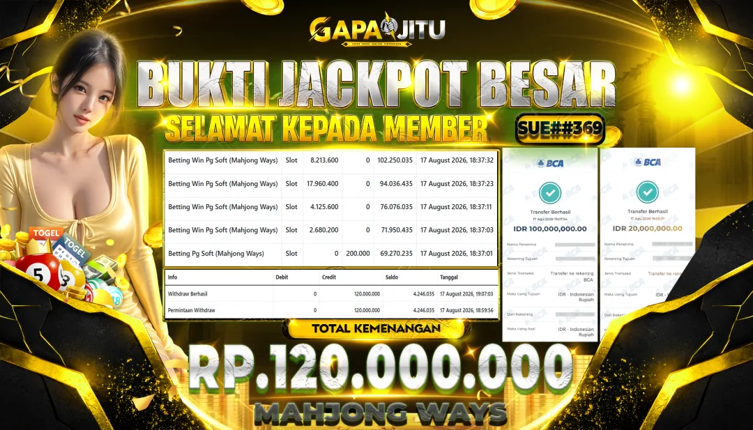 GAPAIJITU JACKPOT DI GAME SLOT MAHJONG WAYS Rp.120.000.000.,- LUNAS