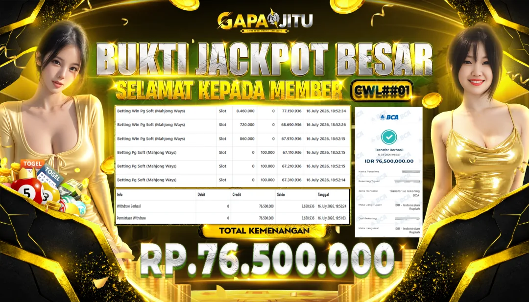 GAPAIJITU JACKPOT DI GAME SLOT MAHJONG WAYS Rp.76.500.000.,- LUNAS