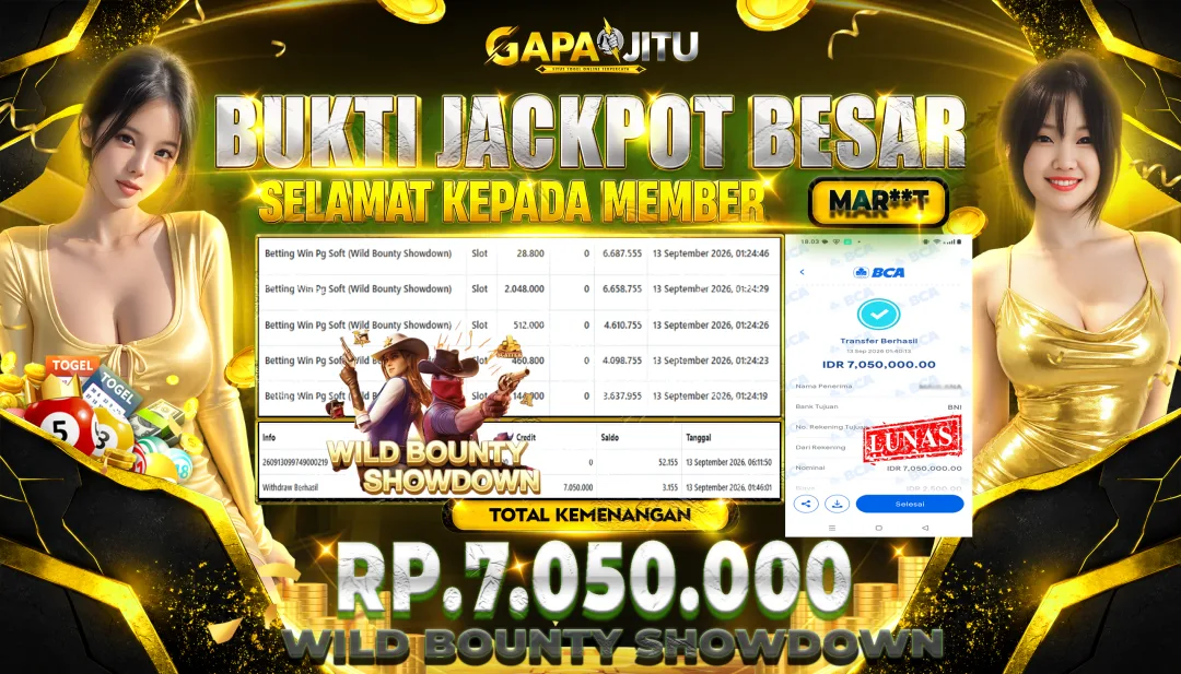 GAPAIJITU JACKPOT DI GAME Wild Bounty Showdown Rp.7.050.000.,- LUNAS