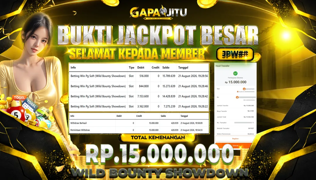GAPAIJITU JACKPOT DI GAME SLOT Wild Bounty Showdown Rp.15.000.000.,- LUNAS