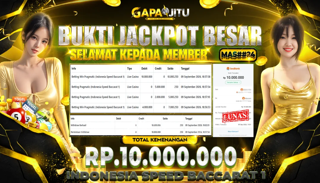 GAPAIJITU JACKPOT DI GAME Indonesia Speed Baccarat 1 Rp.10.000.000.,- LUNAS