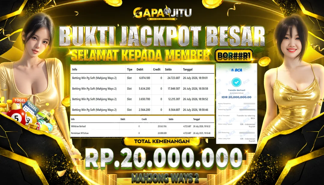 GAPAIJITU JACKPOT DI GAME SLOT MAHJONG WAYS 2 Rp.20.000.000.,- LUNAS