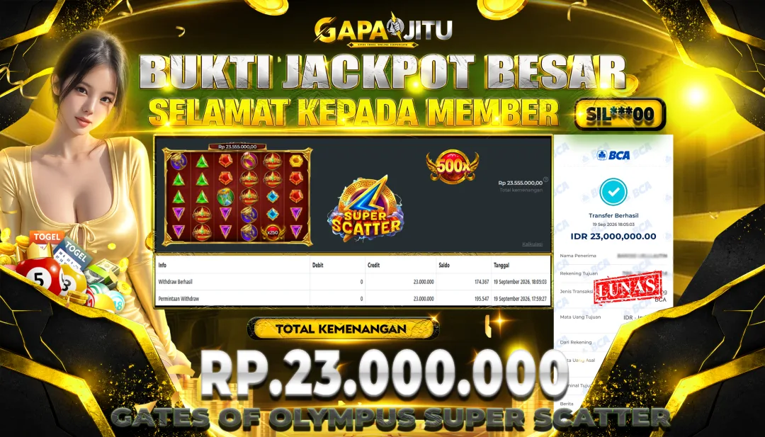 GAPAIJITU JACKPOT DI GAME SLOT GATES OF OLYMPUS SUPER SCATTER Rp.23.000.000.,- LUNAS