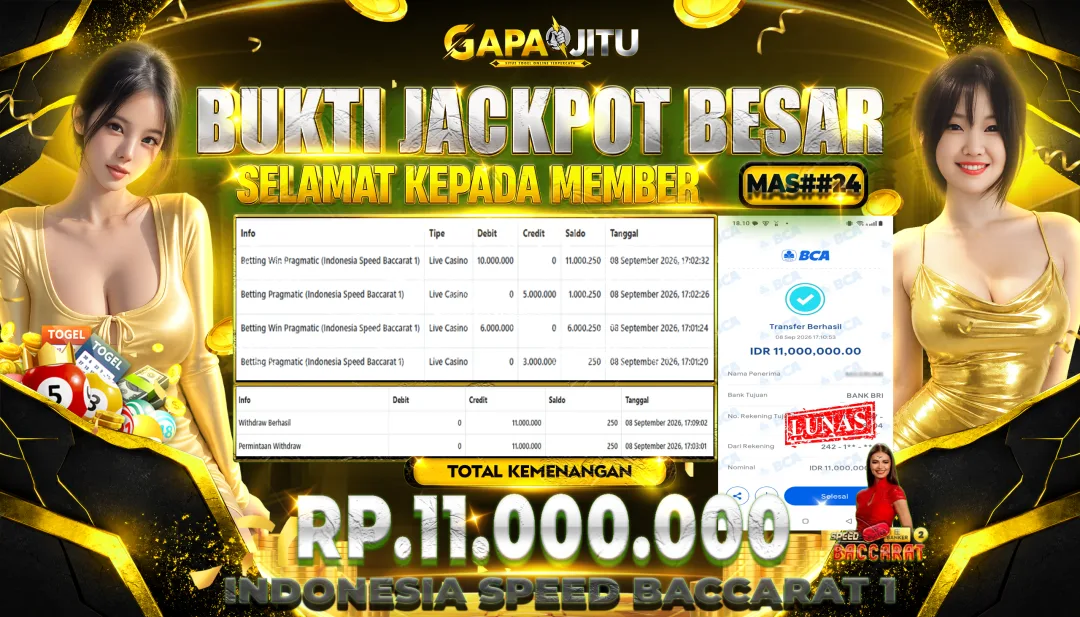 GAPAIJITU JACKPOT DI GAME Indonesia Speed Baccarat 1 Rp.11.000.000.,- LUNAS